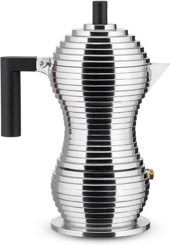 Vista 9 de Alessi MDL02/1 B "Pulcina" - Cafetera de espresso para estufa de 1 taza con asa y perilla de aluminio en color negro