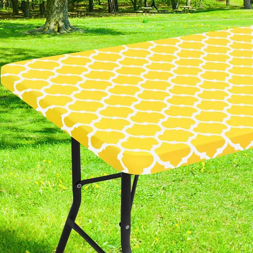 Vista 25 de Smiry Mantel cuadrado para mesa de pícnic, manteles de camping impermeables elásticos ajustables, protector de mantel de vinilo con respaldo de Gris
