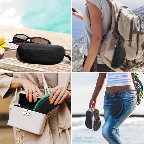 Vista 7 de Paquete de 3 fundas de gafas de sol portátil con cremallera de viaje con paño de limpieza A-negro+verde+azul