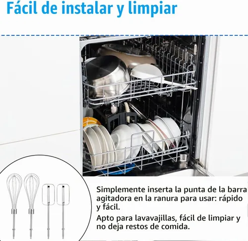Vista 5 de Penitue 4 piezas de accesorios para batidoras de mano, 2 estilos de batidor y batidoras de acero inoxidable, piezas de repuesto para batidora