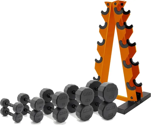Vista 24 de CAP Barbell Juego de mancuernas hexagonales recubiertas de 150 libras con estante vertical Múltiples opciones