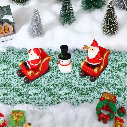 Vista 7 de Frienda Accesorios de Pueblo Navideño Carreteras y Calles del Departamento de Pueblo Tapete de Hierba Cubierto de Nieve de Pueblo en Miniatura