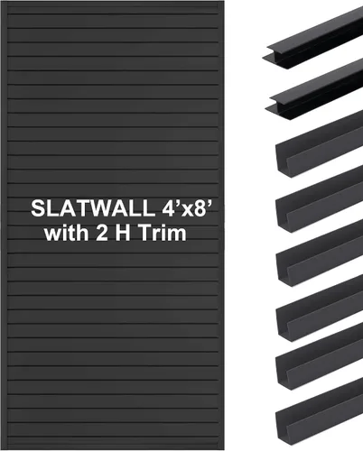 Vista 10 de Panel Slatwall para Garaje - Sistemas de Almacenamiento de Pared Ranurada con 26 Accesorios Slatwall, Paneles de Pared Ranurada de PVC Negro