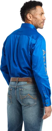 Vista 2 de ARIAT Camisa de sarga con logotipo del equipo para hombre, Turkish Sea