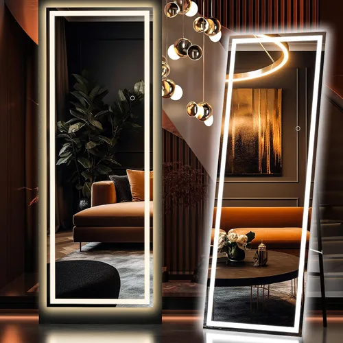 Vista 41 de Hasipu - Espejo de cuerpo entero con luces, 56 x 16 pulgadas, espejo de pie con led para montaje en pared para sala de estar, dormitorio