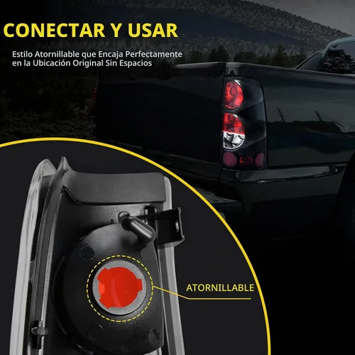 Vista 5 de DWVO Luces traseras compatibles con Chevy Silverado 1999-2006 negro OE - Lente negra/transparente