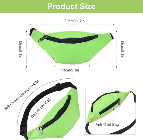 Vista 2 de FRIUSATE Riñonera de neón de los años 80 y 90, bolsa de cintura ligera ajustable para viajes, correr, ciclismo, entrenamiento, fiesta rave