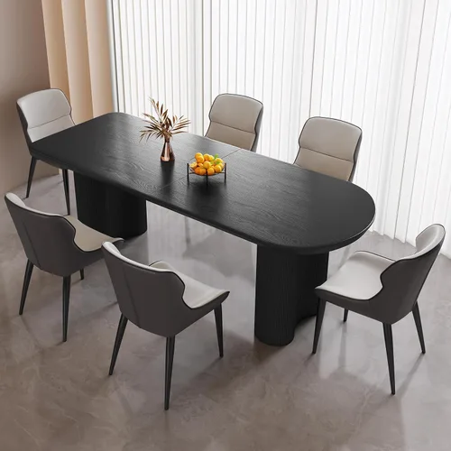 Vista 20 de Guyii Juego de mesa de comedor de 55.11 pulgadas con 6 sillas, juego de mesa de cocina moderno, mesa de comedor interior para cocina, bar, sala