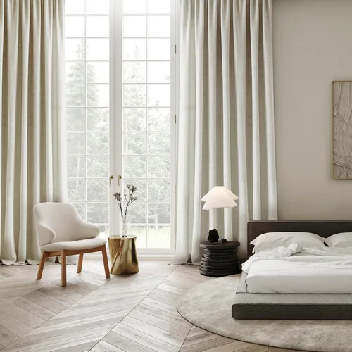 Vista 3 de Melodieux Cortinas de lino de 63 pulgadas de largo para dormitorio, cortinas de arpillera con textura de lino con bolsillo para barra, cortinas