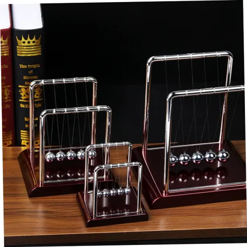 Vista 5 de Toyvian Péndulo de bola de Newton grande con diseño cuadrado de metal para decoración de escritorio de oficina en casa, ciencia física, demostrando