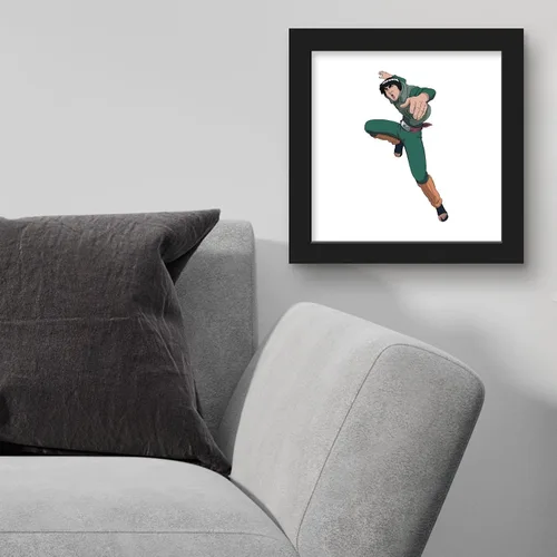 Vista 4 de Trends International Gallery Pops Naruto Shippuden - Arte de pared de Might Guy, versión enmarcada negra, 12 x 12 pulgadas