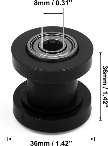 Vista 3 de uxcell Polea de rodillo de cadena de agujero de 0.315 in guía de rueda tensor universal negro para motocicleta Dirt Pit Bicicletas