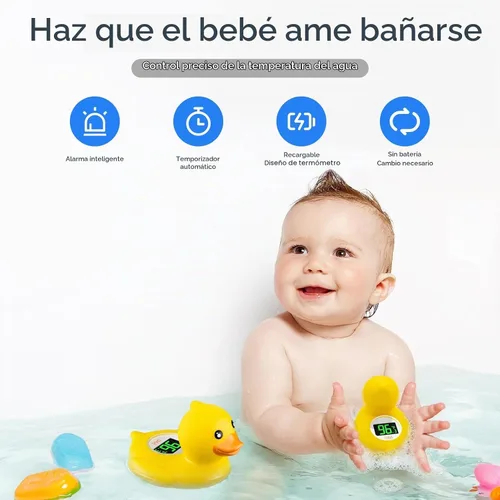 Vista 2 de b&h Termómetro de baño para bebés, recargable por USB, lecturas de temperatura instantáneas y precisas, impermeable, monitor digital de temperatura