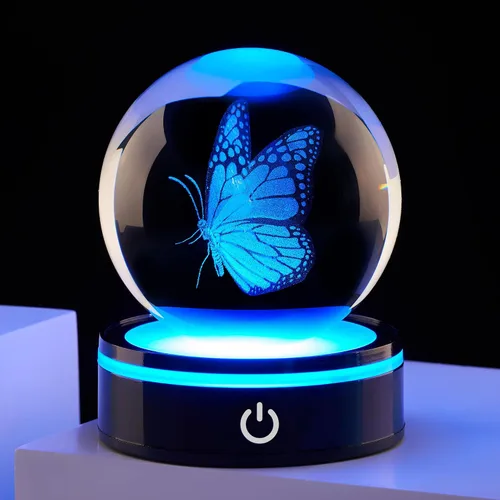 Vista 10 de Estatua de bola de cristal 3D, regalo de bola de vidrio del océano femenino, adecuada para amigas y amigos masculinos, graduados, amigos, colegas