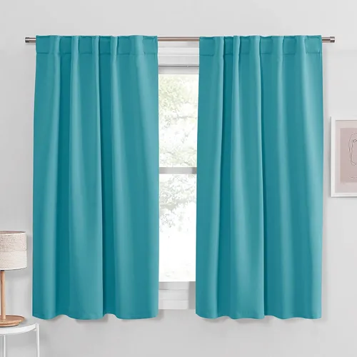 Vista 51 de PONY DANCE Cortinas cortas con aislamiento térmico para ventana pequeña, para guardería, baño, cocina, lavandería, caravana, sótano, 29 pulgadas