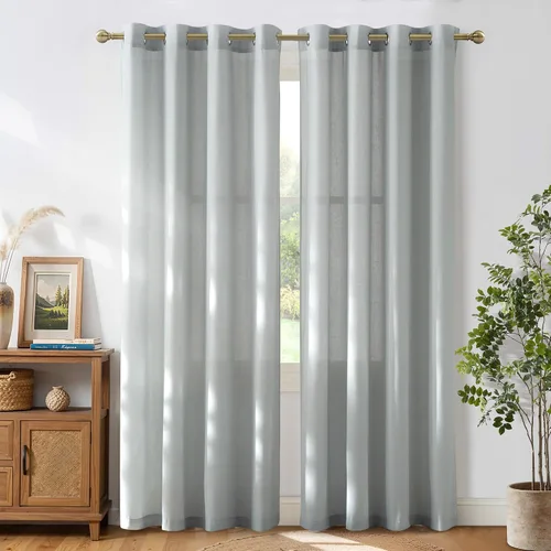 Vista 177 de NICETOWN - Cortinas de lino angora para ventana de cocina sobre el fregadero, con ojales, lino grueso angora, tratamientos cortos para ventanas