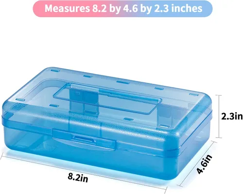 Vista 2 de Sooez Paquete de 3 estuches para lápices, caja de lápices dura grande a granel, caja de lápices transparente, organizador de rotuladores, contenedor