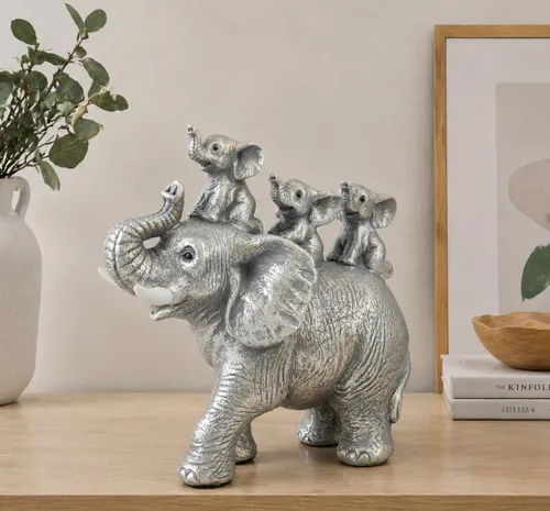 Vista 13 de Estatua de elefante, decoración de figuras de elefante dorado