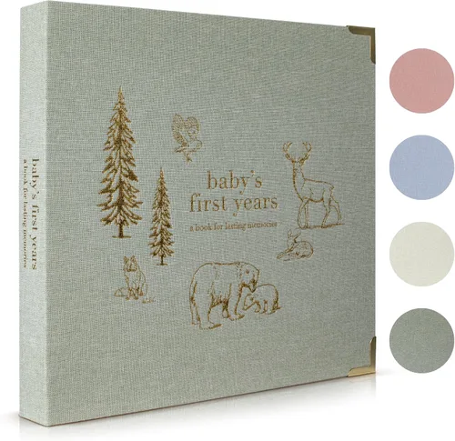 Vista 10 de Libro de recuerdos de bebé para niños y niñas – Libro atemporal para bebés de 5 años – Libro de recortes de diario neutro o álbum de fotos