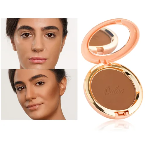 Vista 13 de Oulac Shimmer Bronzer - Maquillaje facial en polvo con espejo, aspecto bronceador natural SunKissed, bronceador crema altamente pigmentado, brillo