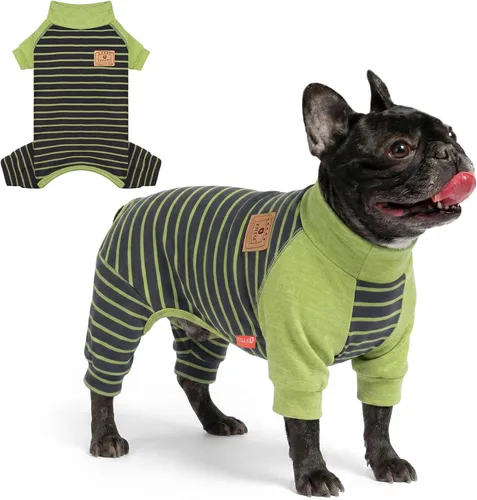 Vista 11 de KYEESE Pijamas para perros pequeños – Suéter elástico de cuello alto, abrigo de material súper suave y cálido con corbatín, pijama para perro
