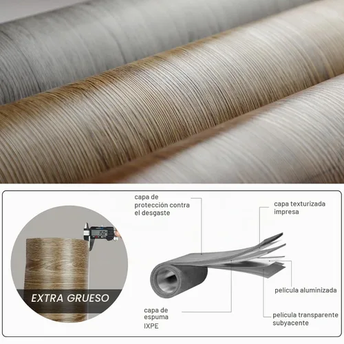 Vista 4 de Oxdigi Rollo de Suelo de Vinilo Despegar y Pegar 23"x 118"/19 Pies Cuadrados, Baldosas de Suelo de Vinilo Autoadhesivo Engrosado Estilo Tablones