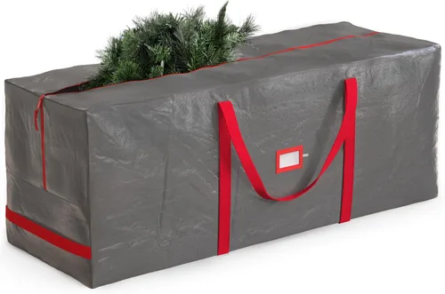 Vista 13 de Zober - Bolsa de almacenamiento para árbol de Navidad - Se adapta a árboles artificiales de 7.5 pies - Bolsa de árbol de Navidad de plástico Gris