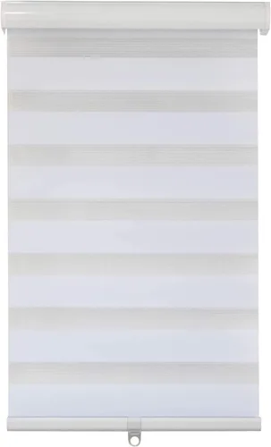 Vista 9 de SMT - [(W) 44" x (H) 72"] Persianas enrollables de cebra blanca, de doble capa, inalámbricas, control de luz transparente o de privacidad, cortinas