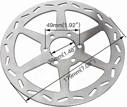 Vista 4 de YOXUFA Rotor de freno de disco de mini bicicleta de 180mm con pastillas de repuesto para Baja Doodle Bug DB30 CT100U CC100X motor 97cc 98cc 100cc
