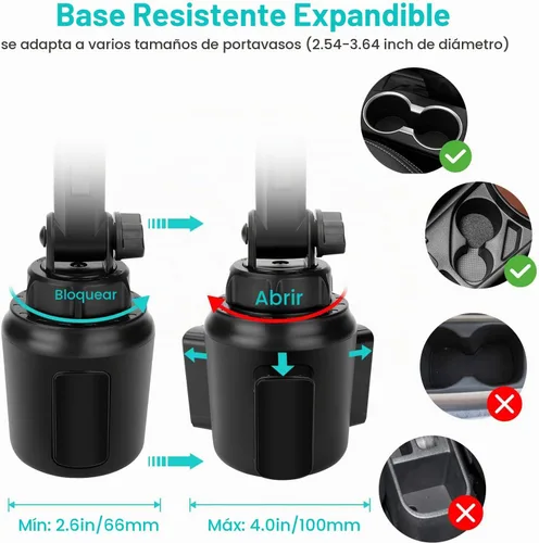 Vista 3 de Cup Holder Car Tablet Mount, Universal 360° Rotation Adjustable Long Arm Holder Stand for iPad Pro 12.9/11/10.5/9.7/Air/Mini 6/5/4, Galaxy Tab/Z
