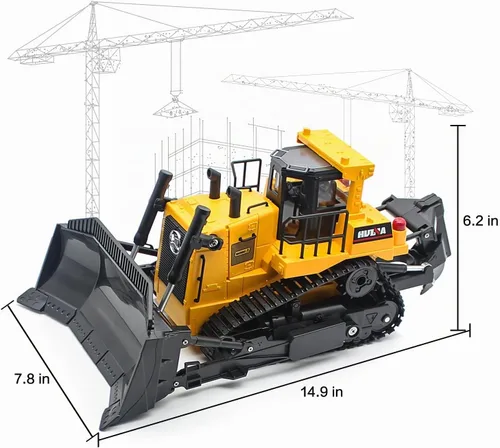 Vista 7 de Fisca Bulldozer de Control Remoto RC 1/16 Vehículo de Construcción Completamente Funcional, Cargador Frontal Dozer de 2.4Ghz 11 Canales con Luz