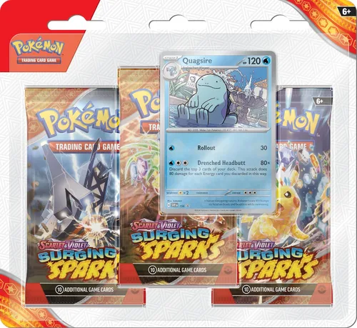 Vista 2 de Pokémon TCG Scarlet & Violet 8 Surging Sparks Three Booster Blister