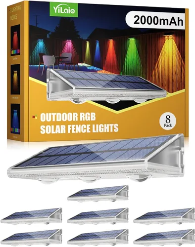 Vista 10 de YiLaie - Luces solares para valla al aire libre, IP67 impermeable, 16-25H 3000 K/6500 K/4500 K