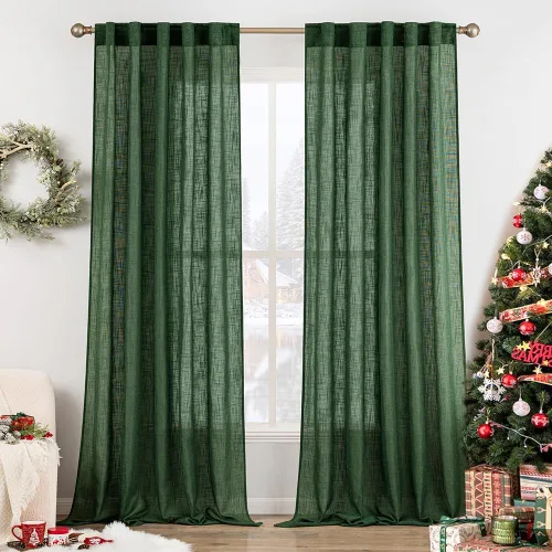 Vista 28 de MIULEE - Cortinas semitraslúcidas suaves y gruesas con textura de lino para cocina y ventana de baño, con trabilla trasera y bolsillo para Blanco