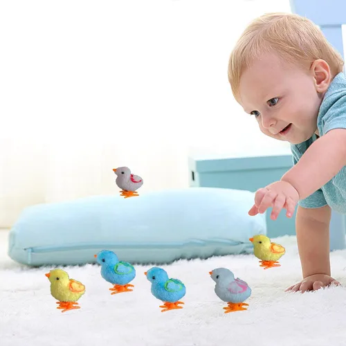 Vista 5 de YUERFEILA Juguete de conejo y pollito saltador, juguete de cuerda de Pascua para pollitos y pollos saltadores, regalos de fiesta