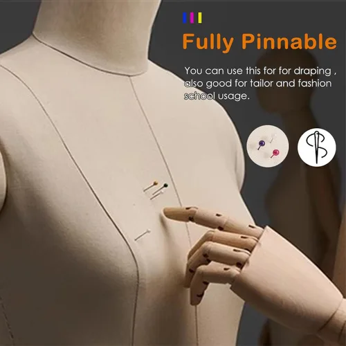 Vista 4 de Adjustable Female Dress Form Mannequin Torso - Sewing Dummy with Foam Body for Pins & Clothing, Tripod Stand, 80cm for Tailoring & Crafting