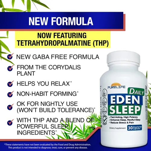 Vista 2 de Eden Daily Sleep [Nueva fórmula libre de GABA] - Duerme más rápido, relaja tu cuerpo, promueve un sueño profundo y reparador (30 cápsulas veganas)