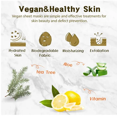 Vista 4 de Purederm Trío de mascarillas faciales veganas (12 paquetes) - Mascarillas faciales para el cuidado de la piel seca, deshidratada y opaca