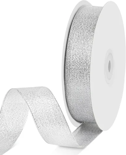 Vista 17 de Cinta de purpurina dorada de 1 pulgada x 25 yardas, cinta de tela metálica brillante para manualidades, envoltura de regalos, bodas, decoración