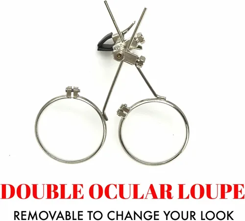 Vista 25 de Lentes estilo victoriano Steampunk con diseño de brújula, lentes de colores y lupa ocular