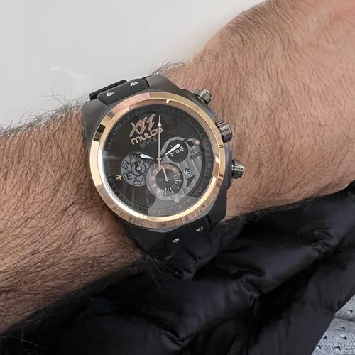 Vista 5 de MULCO Reloj para hombre Kripton de acero inoxidable con correa de silicona Movimiento cronógrafo de cuarzo Pantalla analógica premium, resistente al