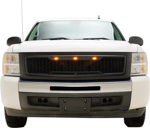 Vista 7 de EAG Parrilla LED superior de ABS de repuesto con luces LED ámbar, color negro mate para Silverado 1500 07-13
