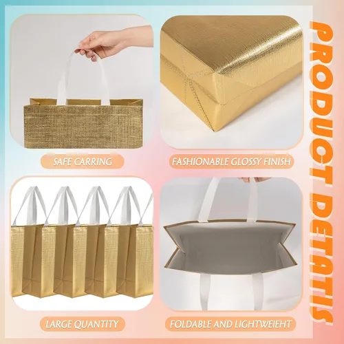 Vista 3 de Paquete de 25 bolsas de regalo grandes para regalo, fiesta de cumpleaños, boda, bolsa de regalo reutilizable, bolsas de regalo gigantes plateadas