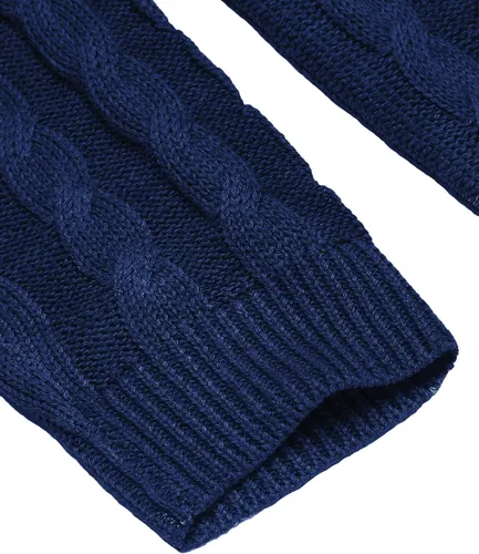 Vista 6 de COOFANDY Suéter de punto trenzado con cuello de chal para hombre, ajuste delgado, informal, con botones