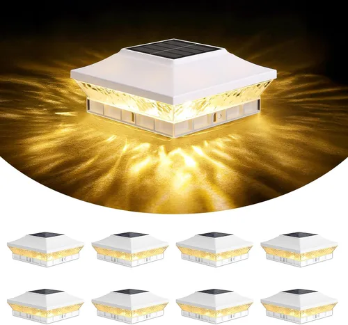 Vista 12 de Brightever Luces solares para postes de 3.5 x 3.5 pulgadas, 4 x 4 pulgadas, paquete de 6 luces solares para postes de madera/vinilo, 2 modos Blanco