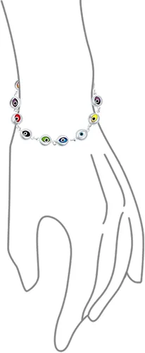 Vista 2 de Pulsera de amuleto de protección espiritual multicolor turca con múltiples dijes de ojo para mujeres y adolescentes plata de ley 925 75 pulgadas