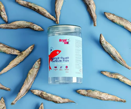 Vista 2 de Arya Sit! - Golosinas para perros liofilizadas de un solo ingrediente (pescado capelán)