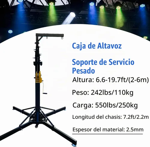 Vista 2 de TECHTONGDA Soporte de manivela de iluminación de 2 piezas, soporte de altavoz resistente, 550 libras de capacidad, sistema de armadura de luz