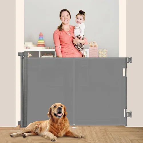 Vista 11 de Miumoon - Puertas retráctiles reforzadas de 200 pulgadas para bebé, 42 pulgadas de alto Gris