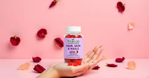 Vista 7 de Gomitas para el cabello, piel y uñas, gomitas para el crecimiento del cabello con 6000 mcg de biotina, sabor a maracuyá, vitaminas A, C, D, E